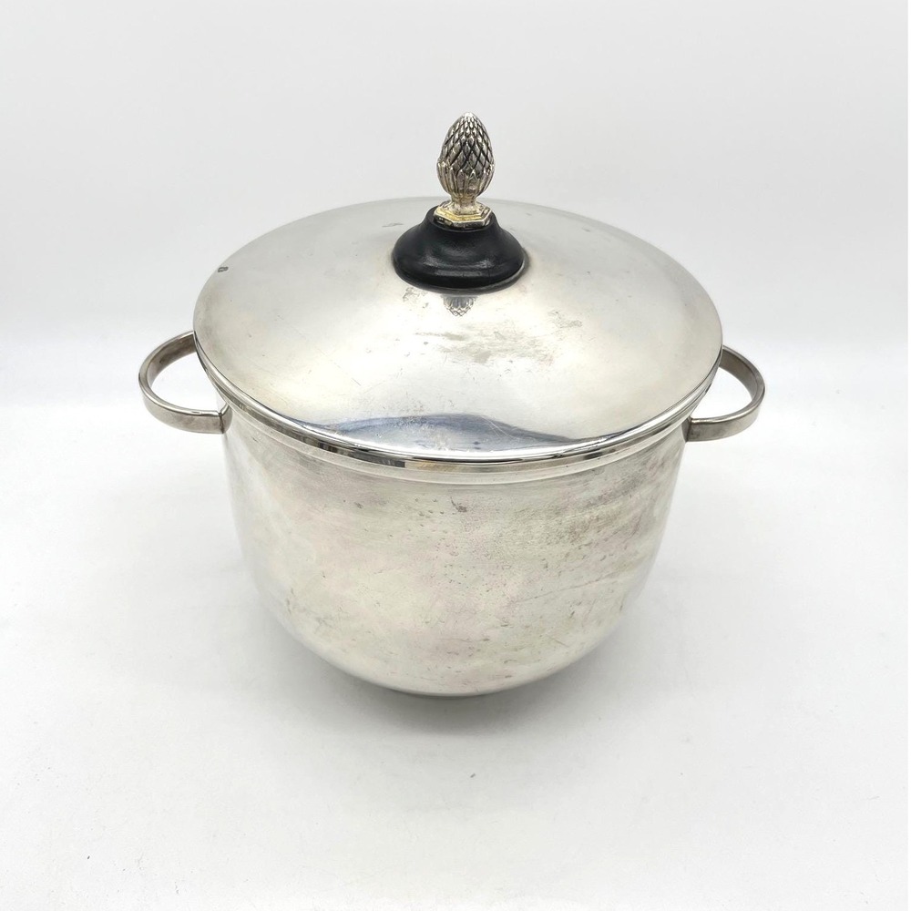 English Silver Mfg Corp Vintage Silver Plate Ice Bucket Pineapple Finial USA